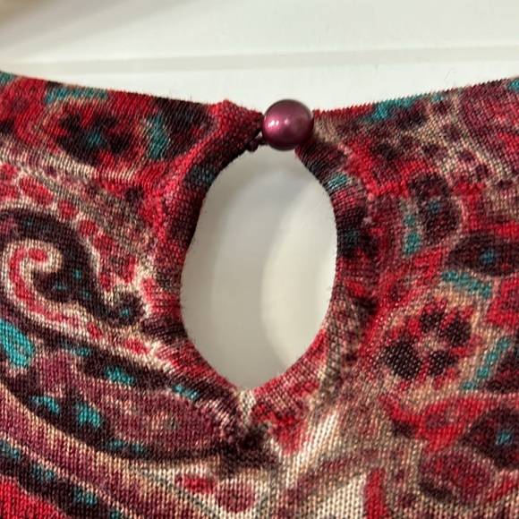 Talbot's Petites Paisley Print Merino Wool Pullover Lightweight Sweater w Cuffs - Picture 6 of 10